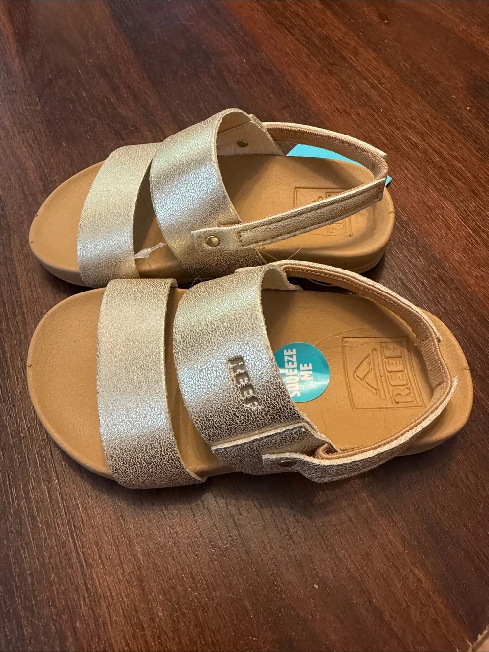 Reef Kids Metallic Gold Sandals with Back Strap
